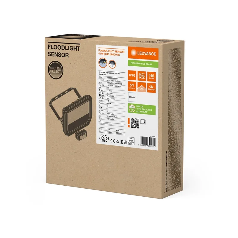 LED306921 – LEDVANCE LED floodlight, 41W/27W, 6000lm/4000lm, 4000K, IP65, white