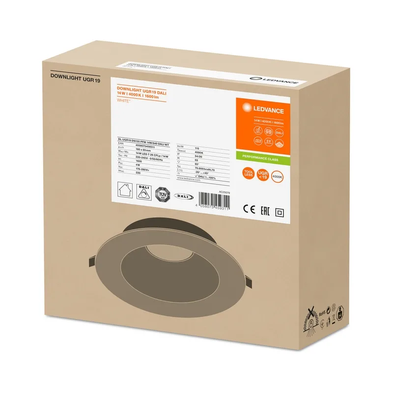 LED459311 – LEDVANCE LED луна за вграждане, 14W, 1600lm, 4000K, IP54/IP20, бял