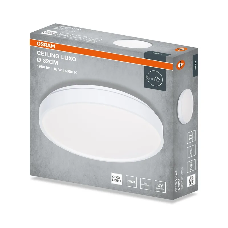LED650093 – LEDVANCE LED плафон, 18W, 4000K, IP20, бял