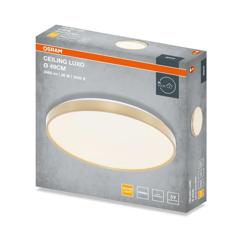 LED653711 – LEDVANCE LED ceiling luminaire, 36W, 1980lm, 3000K, IP20, gold