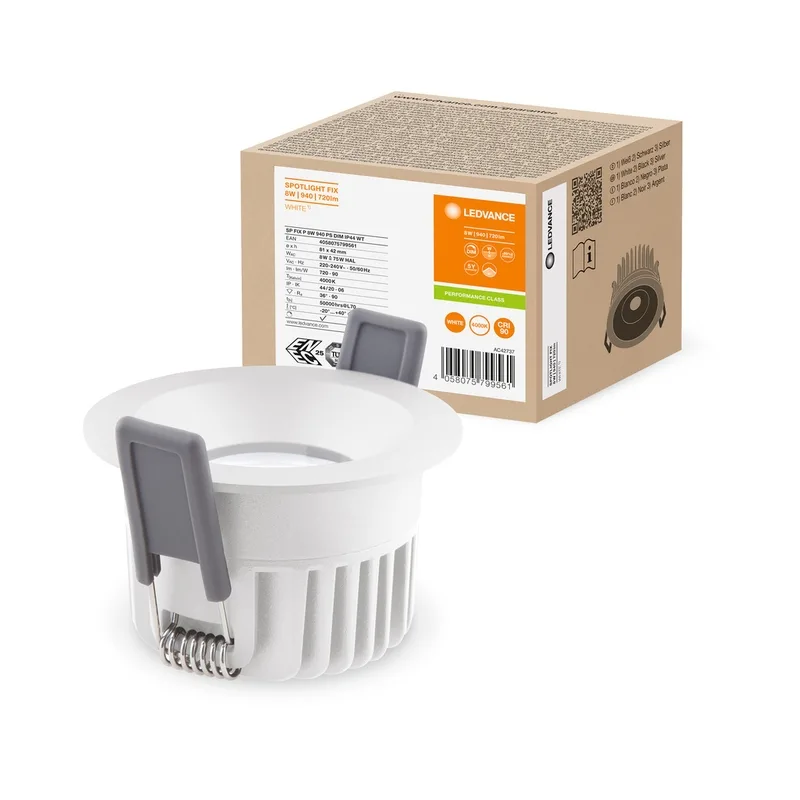 LED799561 – LEDVANCE LED луна за вграждане, 8W / 6W / 4W, 680lm / 540lm / 340lm, 4000K, IP20/IP44, бял