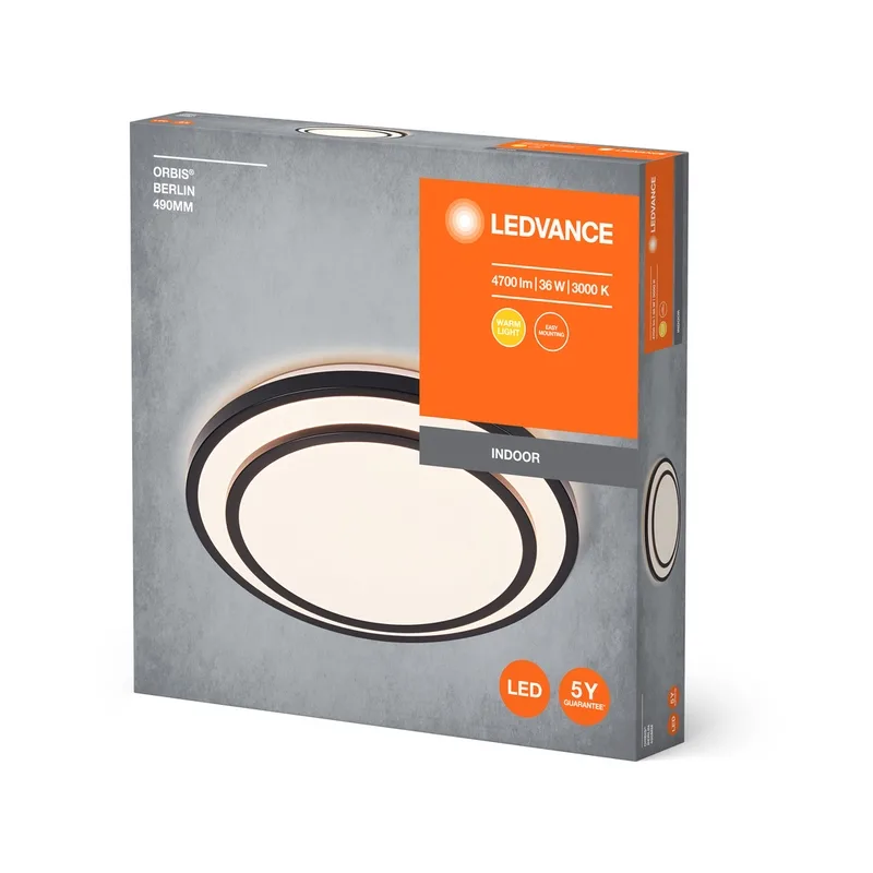 LED829367 – LEDVANCE LED ceiling luminaire, 36W, 2400lm, 3000K, IP20, black