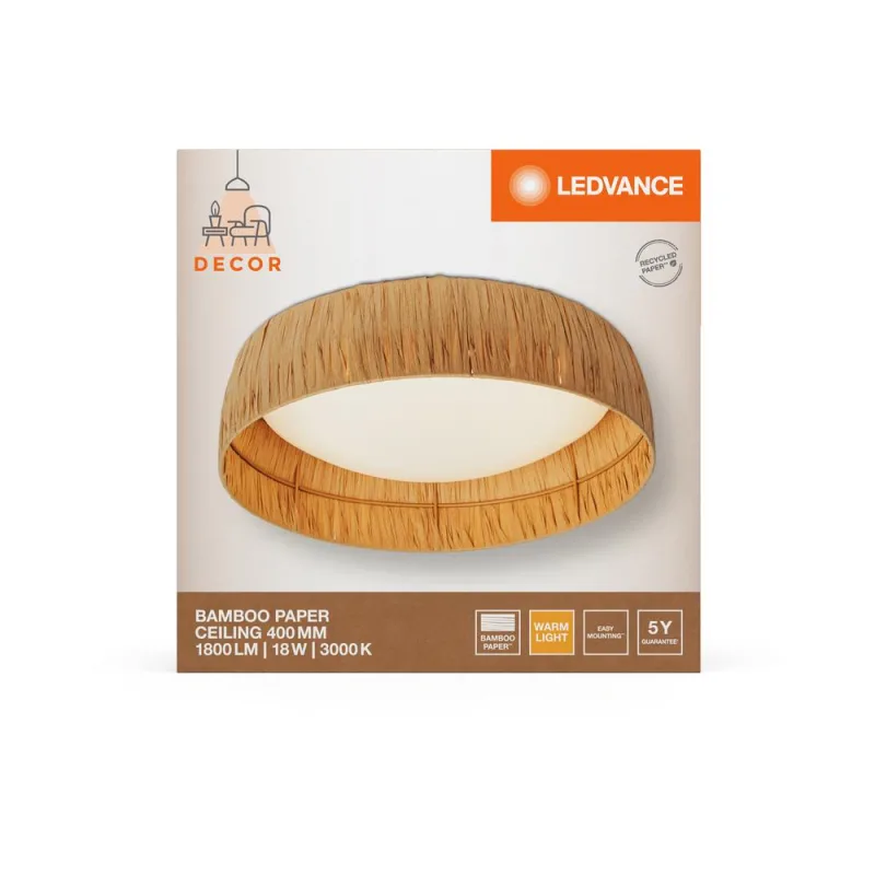 LED840720 – LEDVANCE LED плафон, 18W, 750lm, 3000K, IP20, кафяв