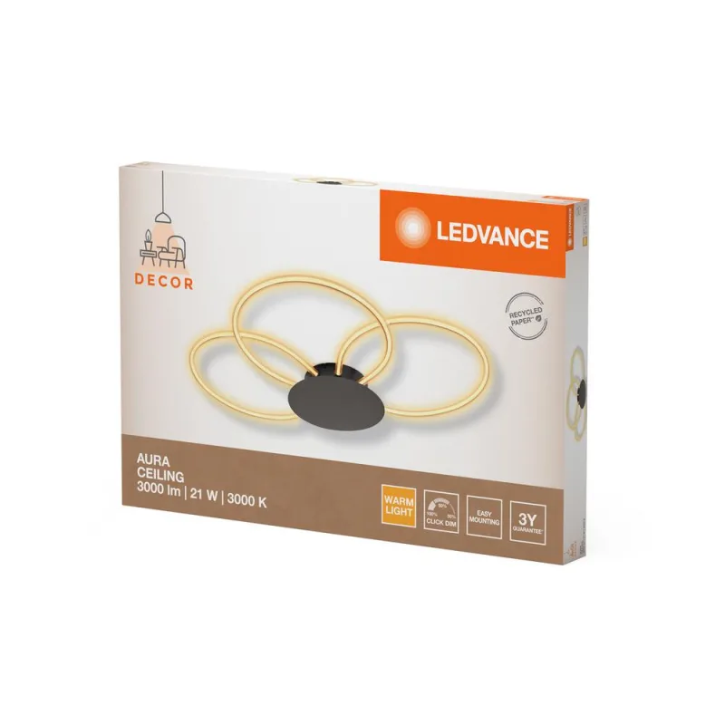 LED842021 – LEDVANCE LED плафон, 21W, 2200lm, 3000K, IP20, тъмносив