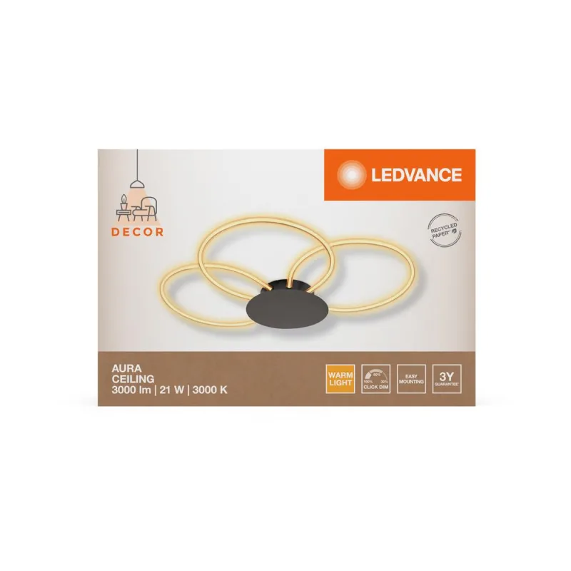LED842021 – LEDVANCE LED плафон, 21W, 2200lm, 3000K, IP20, тъмносив