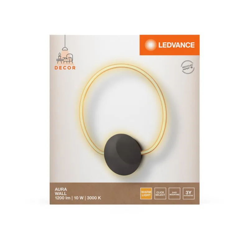 LED842106 – LEDVANCE wall light, 10W, 800lm, 3000K, IP20, dark grey