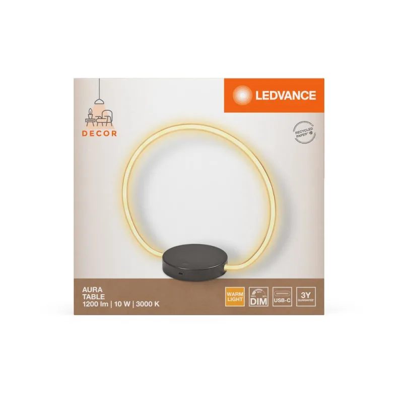 LED842120 – LEDVANCE настолна лампа, 10W, 1000lm, 3000K, IP20, тъмносив