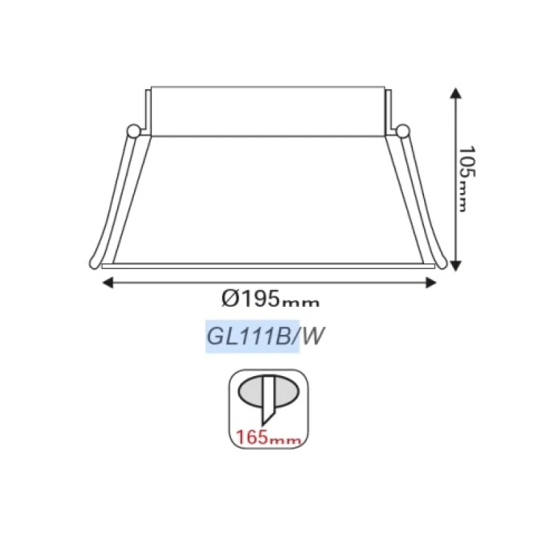 Ar111 BLACK GL111B – ACA Lighting луна за вграждане в черен, 1X35W