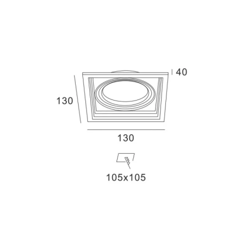 Square BLACK XMGU1B – ACA Lighting downlight for recessed mounting in black, 1X10W