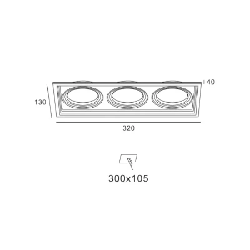 Square WHITE XMGU3W – ACA Lighting downlight for recessed mounting in white, 3X10W