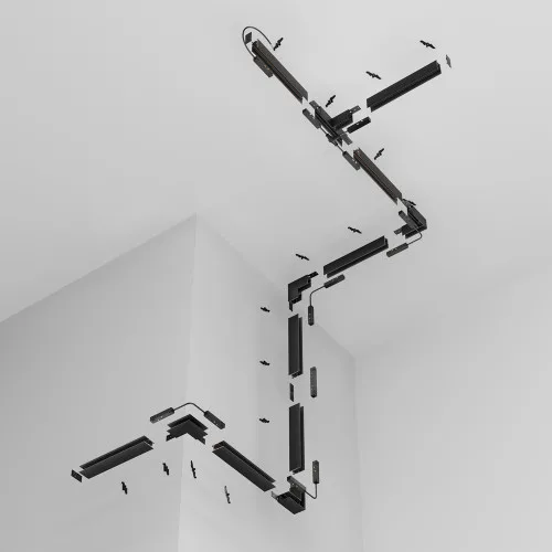 Magnetic MSCB – ACA Lighting електрически конектор за права връзка за магнитна шина 48V в черен
