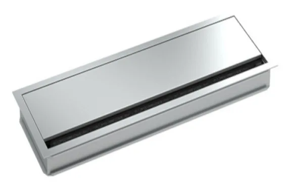 Furniture sockets Cable grommet LOOP SQUARE 120x360 mm, silver, Bachmann B930.330
