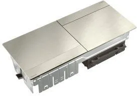 Furniture sockets Retractable desk box 2x4 modules with mounting kit, matt aluminium, Incara Pop-Up Legrand 654804