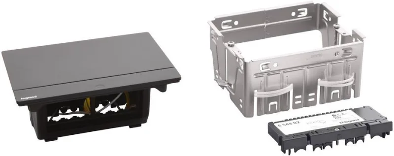 Retractable desk box 4 modules with mounting kit, black, Incara Pop-Up Legrand 654802