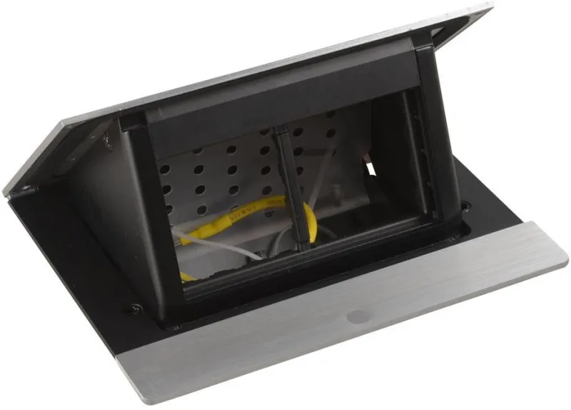 Retractable desk box 4 modules with mounting kit, matt aluminium, Incara Pop-Up Legrand 654800