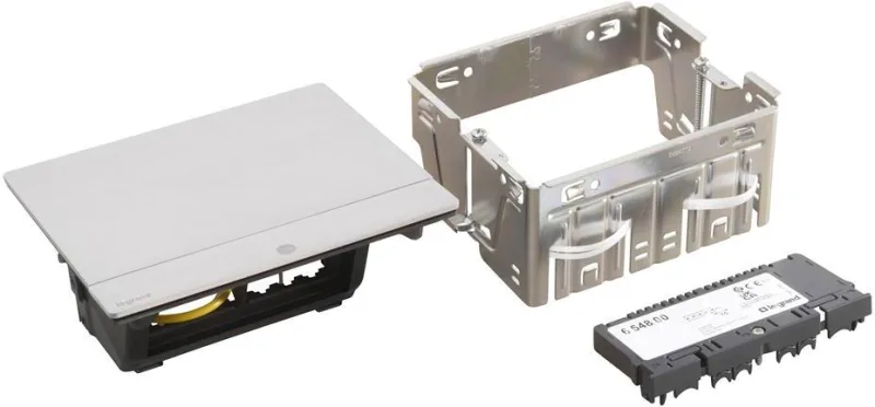 Retractable desk box 4 modules with mounting kit, matt aluminium, Incara Pop-Up Legrand 654800