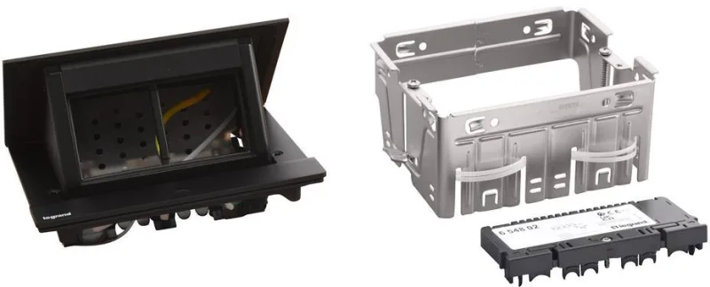 Retractable desk box 4 modules with mounting kit, black, Incara Pop-Up Legrand 654802