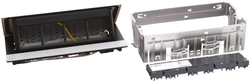 Retractable desk box 8 modules with mounting kit, aluminium, Incara Pop-Up Legrand 654811