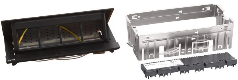 Retractable desk box 8 modules with mounting kit, black, Incara Pop-Up Legrand 654810