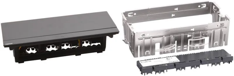 Retractable desk box 8 modules with mounting kit, black, Incara Pop-Up Legrand 654810