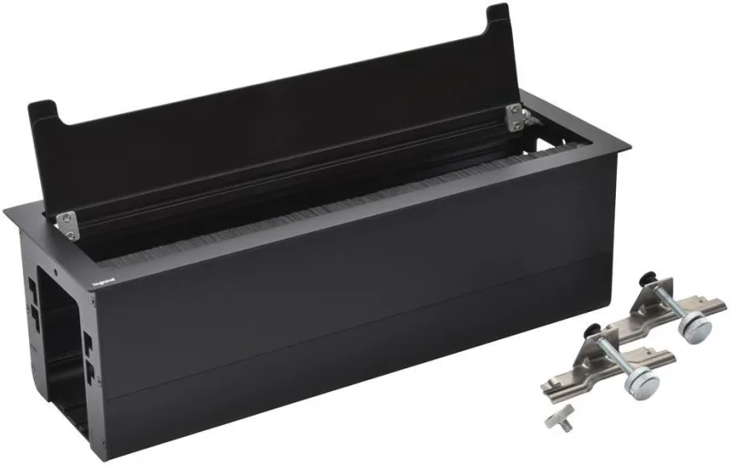 Built-in desk box, empty with module base, 385x130 mm, black, Incara Top Access Legrand 654875