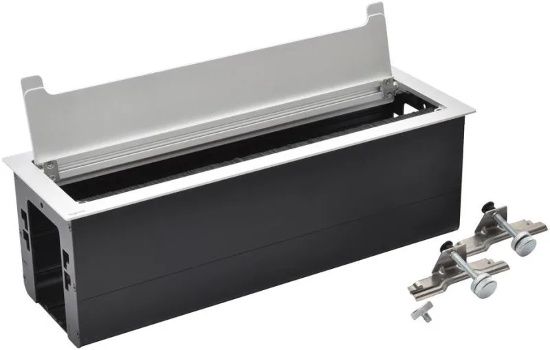 Built-in desk box, empty with module base, 385x130 mm, aluminium, Incara Top Access Legrand 654873
