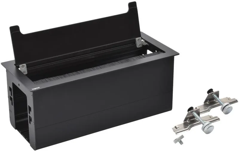 Built-in desk box, empty with module base, 295x130 mm, black, Incara Top Access Legrand 654872