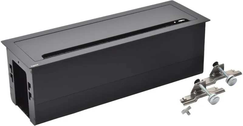Built-in desk box, empty with module base, 385x130 mm, black, Incara Top Access Legrand 654875