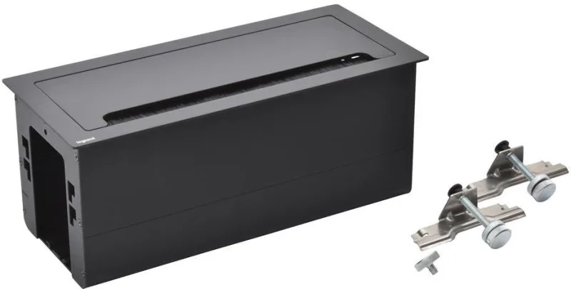 Built-in desk box, empty with module base, 295x130 mm, black, Incara Top Access Legrand 654872