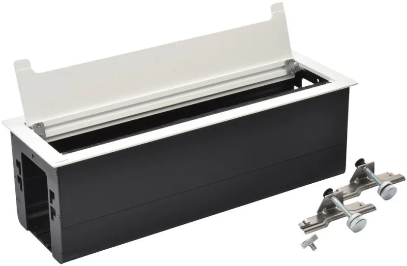 Built-in desk box, empty with module base, 385x130 mm, white, Incara Top Access Legrand 654874