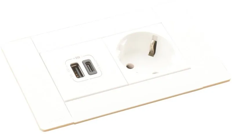 Furniture sockets Built-in desk box 1x Schuko, USB type A and C charging, 134x80 mm, white, Incara Multilink Legrand 654779