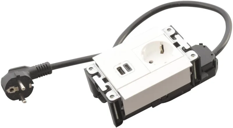 Built-in desk box 1x Schuko, USB type A and C charging, 134x80 mm, white, Incara Multilink Legrand 654779