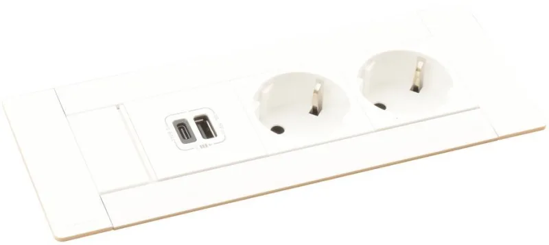 Furniture sockets Built-in desk box 2x Schuko, USB type A and C charging, 202x80 mm, white, Incara Multilink Legrand 654780