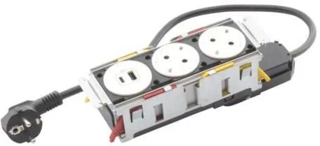 Furniture sockets Built-in desk box 2x Schuko, USB type A and C charging, 200x80 mm, white, Incara Disq'In Legrand 654747