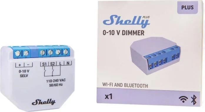 Микромодул Smart реле 1х димер 0-10V изисква неутрала Shelly Plus 0-10V Dimmer