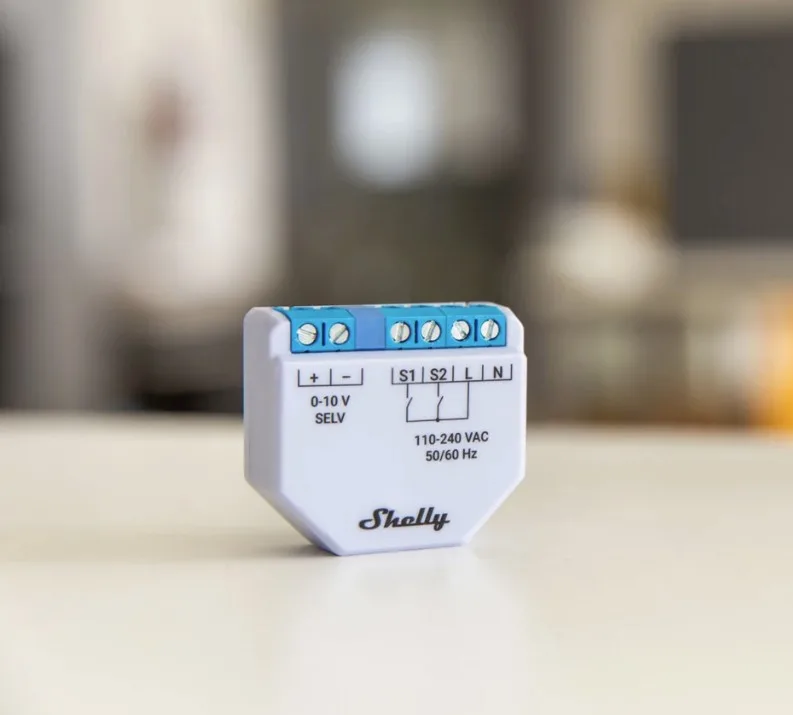 Микромодул Smart реле 1х димер 0-10V изисква неутрала Shelly Plus 0-10V Dimmer