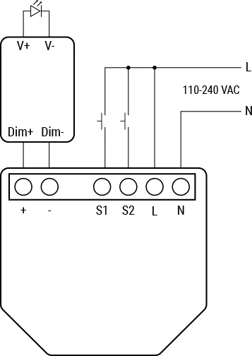 Микромодул Smart реле 1х димер 0-10V изисква неутрала Shelly Plus 0-10V Dimmer
