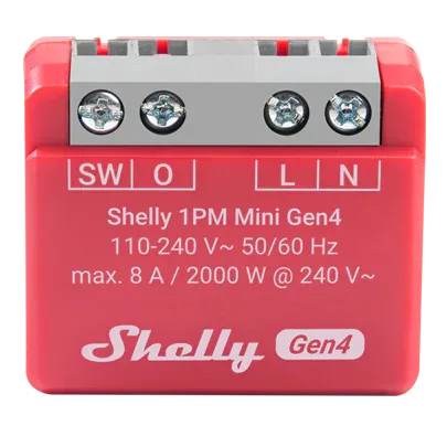 Shelly Микромодул Smart реле 1х On/Off 8A с мерител изисква неутрала Shelly 1PM Mini Gen4
