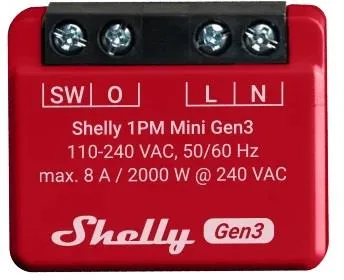 Shelly Микромодул Smart реле 1х On/Off 8A с мерител изисква неутрала Shelly 1PM Mini Gen3