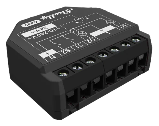 Shelly Микромодул Smart реле 2х On/Off или щори 10A изисква неутрала Shelly 2PM Gen3