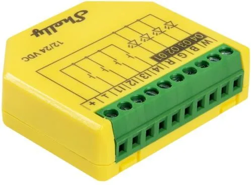 Shelly Микромодул Smart реле 4х димер за ленти 120W@12V, 240W@24V Shelly Plus RGBW PM