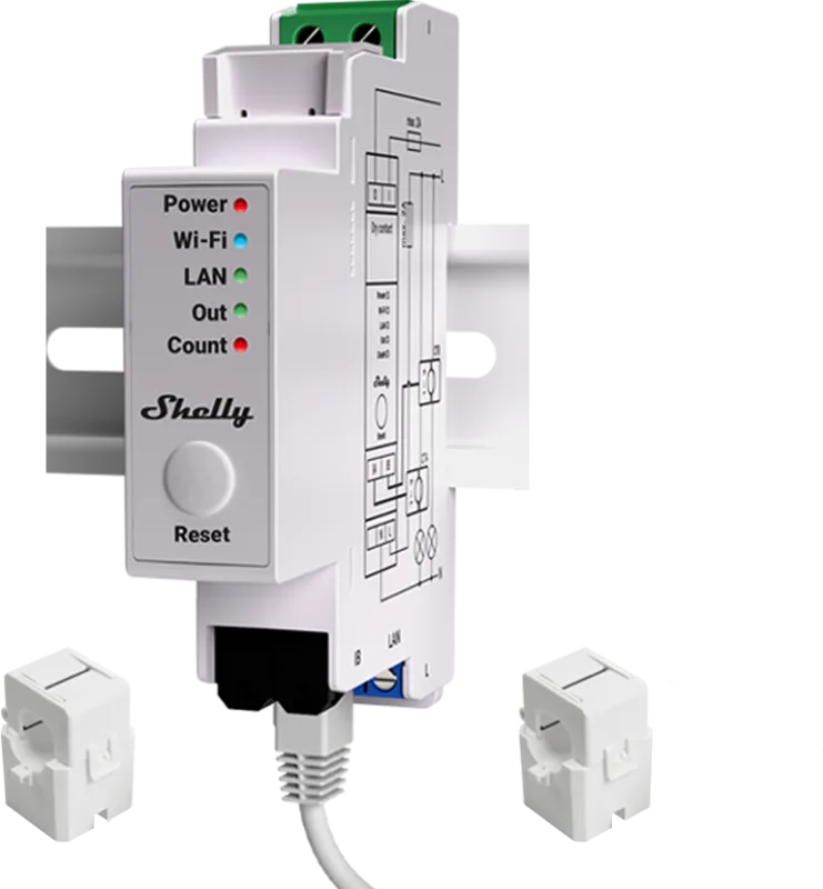 Shelly Монофазен Smart мерител 2х 50A за DIN монтаж Shelly PRO EM 50