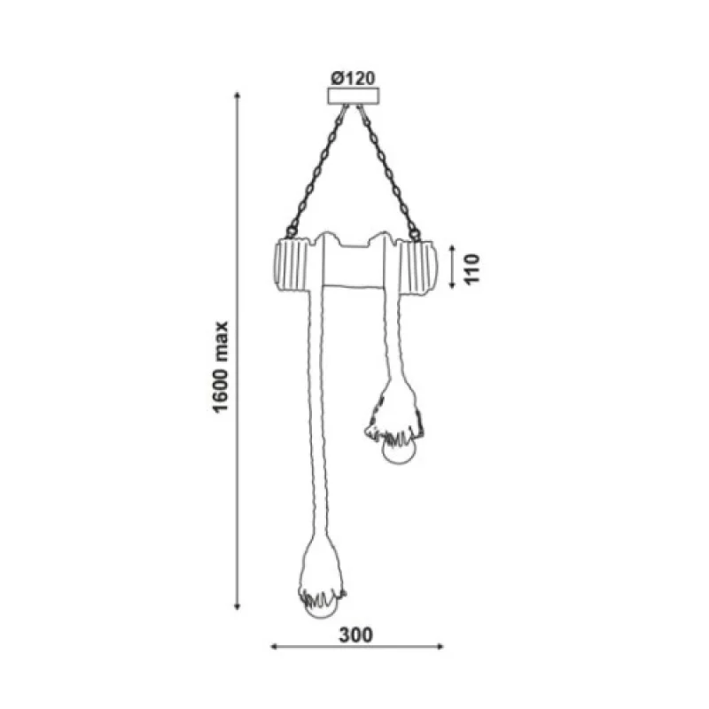 Merlin 932302BBR – ACA Lighting pendant in beige, 2X60W