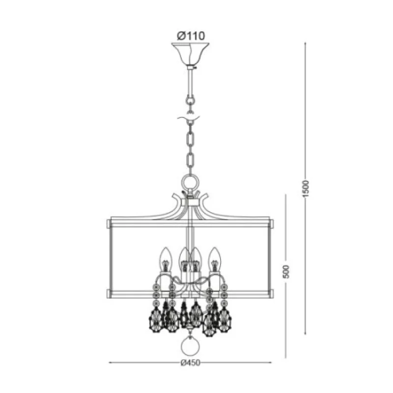 Vintage AD80375 – ACA Lighting пендел в матиран месинг, 4X40W