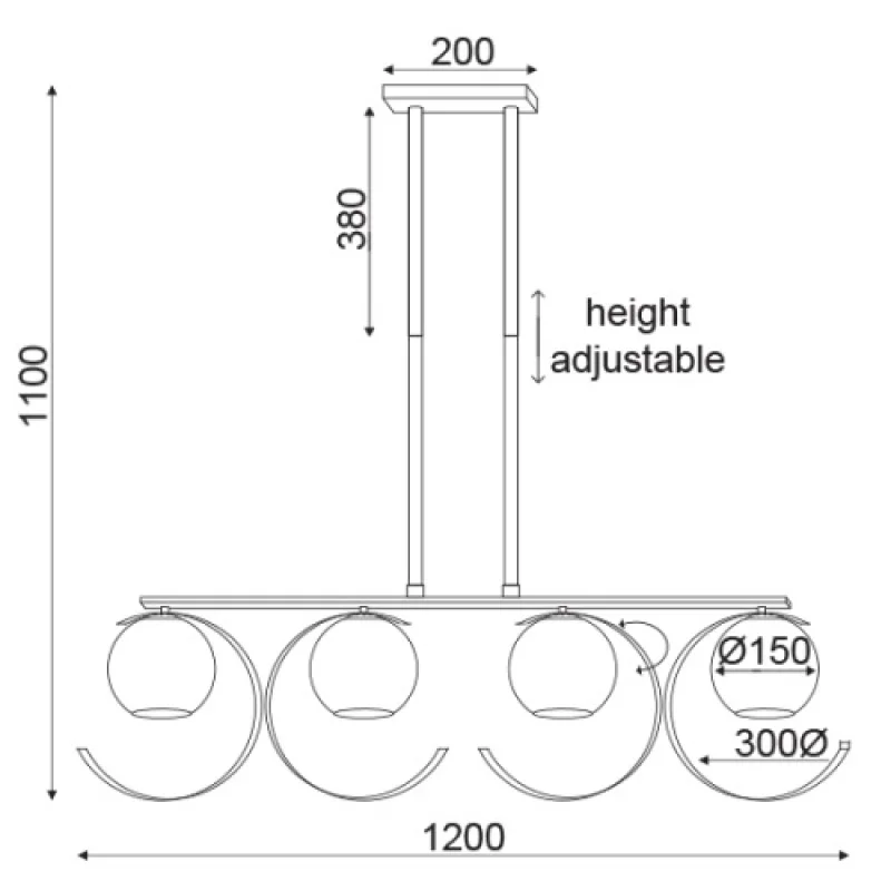 Iparelle DCR17504P – ACA Lighting пендел, 4X60W