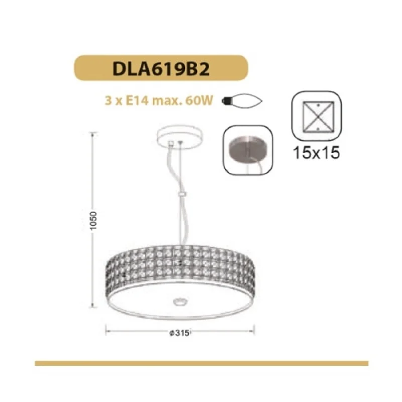 Etna DLA619B2 – ACA Lighting пендел в бял, 3X40W