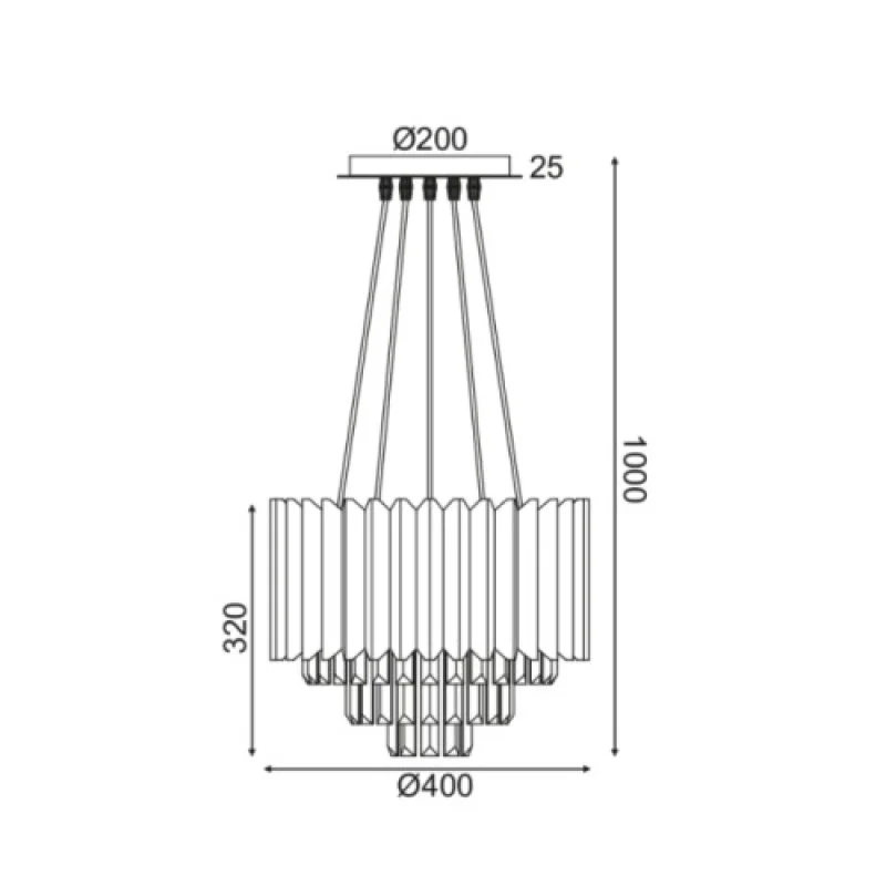 Empire EG6175P41CG – ACA Lighting пендел в матиран месинг, 5X40W
