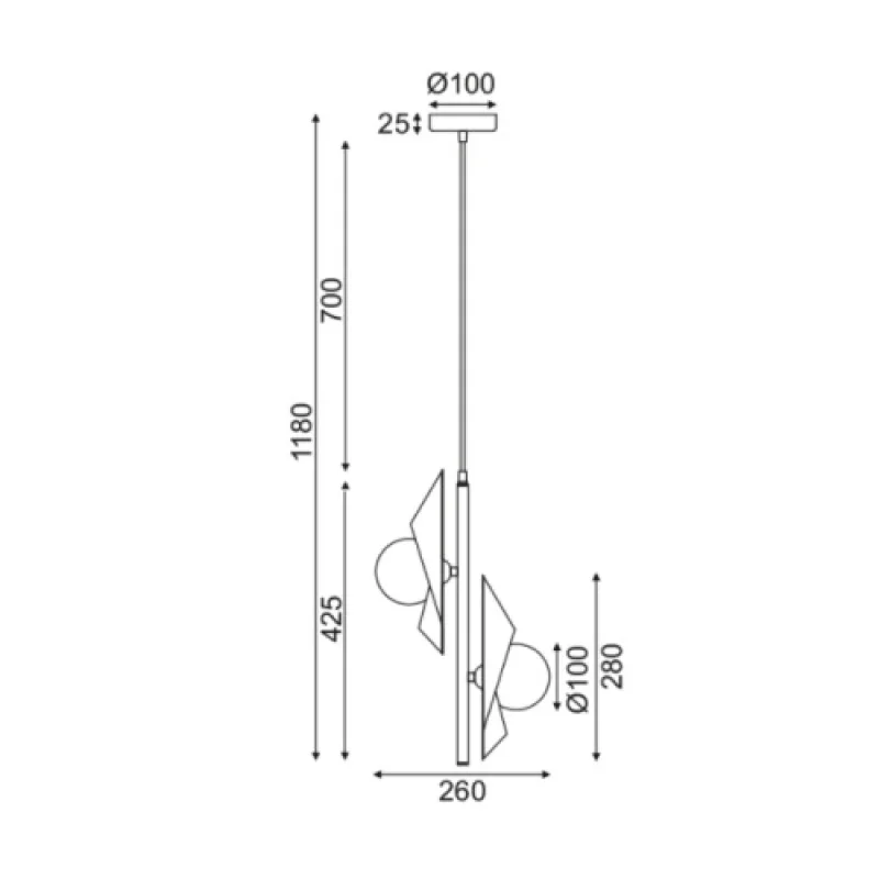 Polygon HL42592P25BG – ACA Lighting пендел в черен, 2X40W