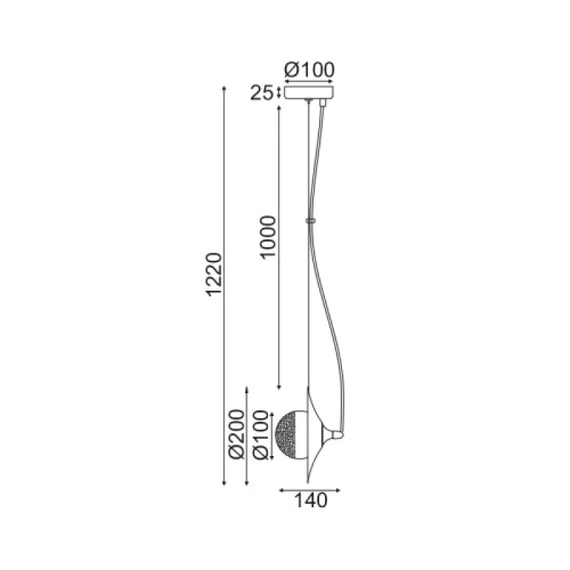 Hydra HL4301P23BC – ACA Lighting pendant in copper, 1X10W