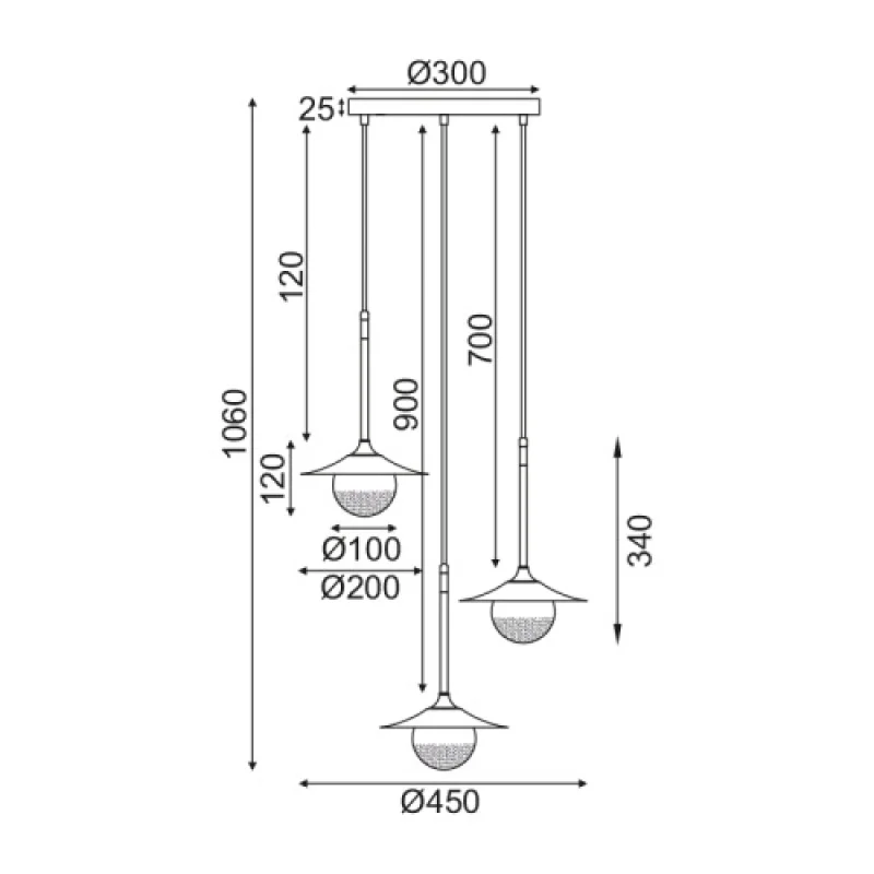Layla HL4313P35BB – ACA Lighting пендел в месинг, 3X10W